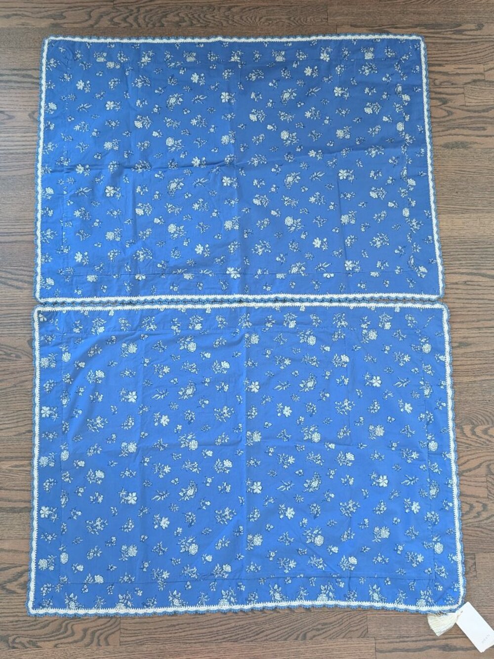 DÔEN Blue Bouton de Rose Floral KING/CAL KING Pillow Shams Set of 2 | Rare NWT